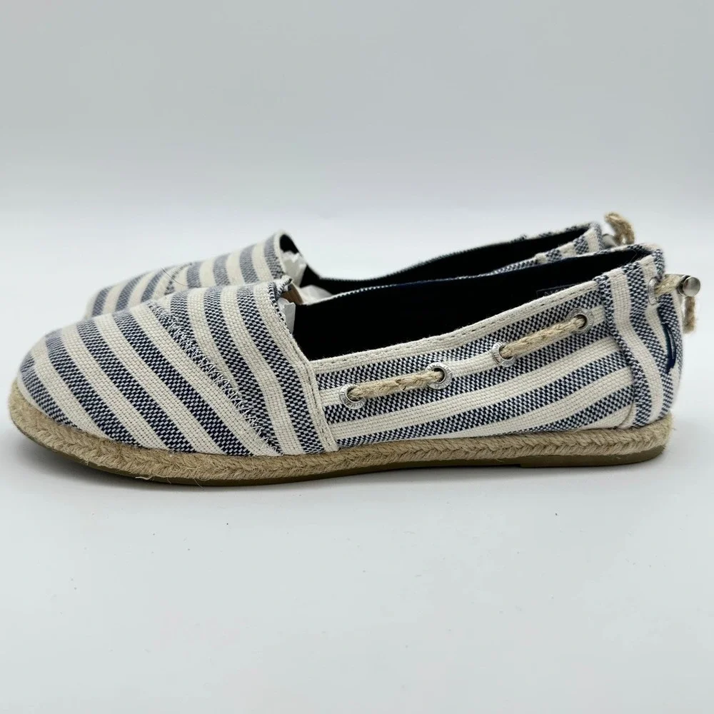 Nautica Rudder Espadrille Flats Women Size 8 Navy White Striped Nautical Slip On